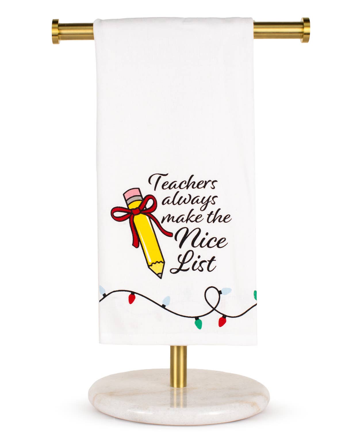 On The Nice List Hand Towel White/Multi 20x28