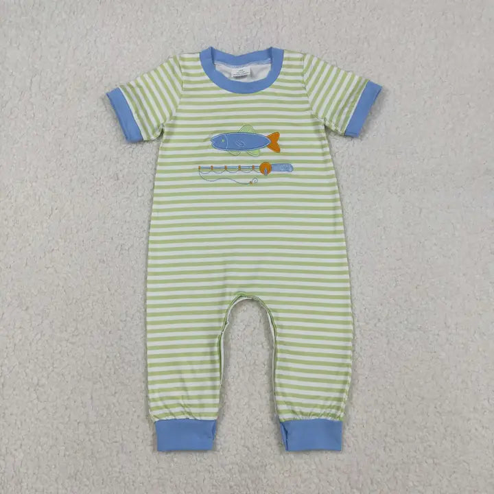Appliqué fishing romper
