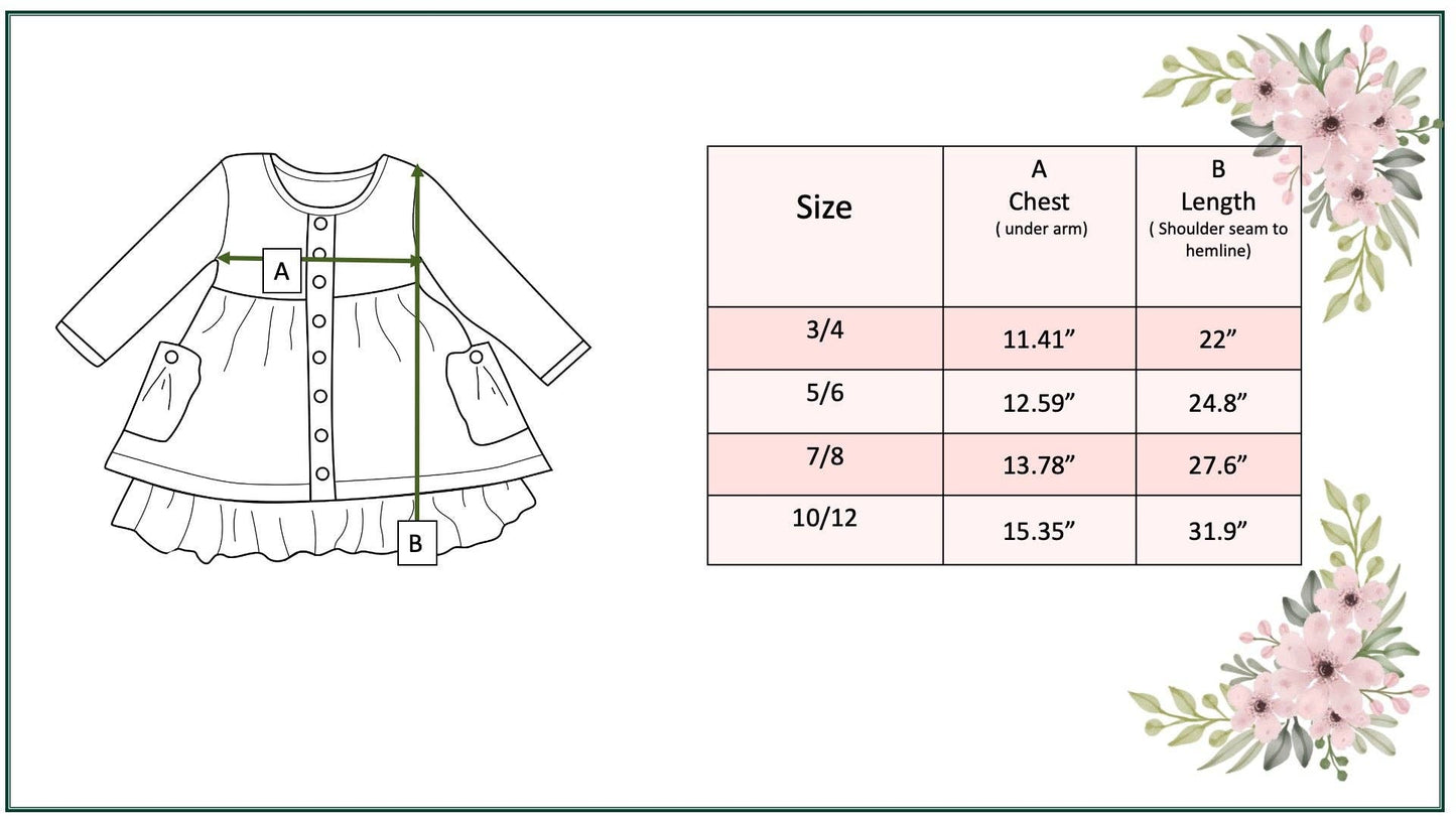 Girls Brown Floral Ruffle Pocket Tie Fall Dress