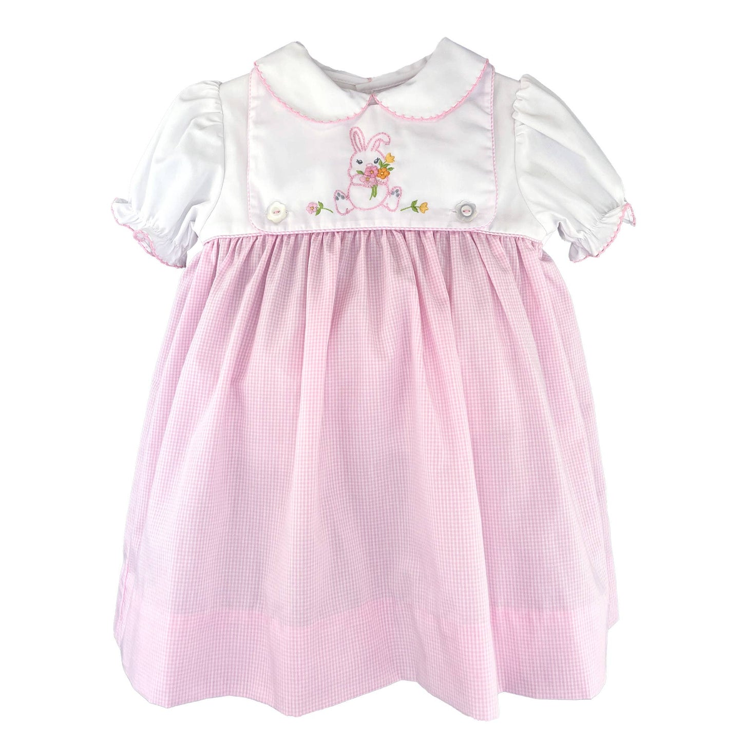 Pink Dress with Removable Easter Bunny Bib