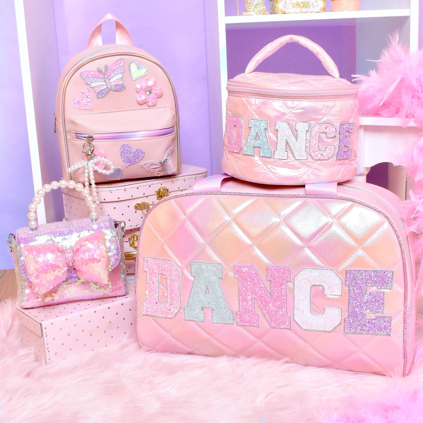 'DANCE' Metallic Round Quilted Glam Bag