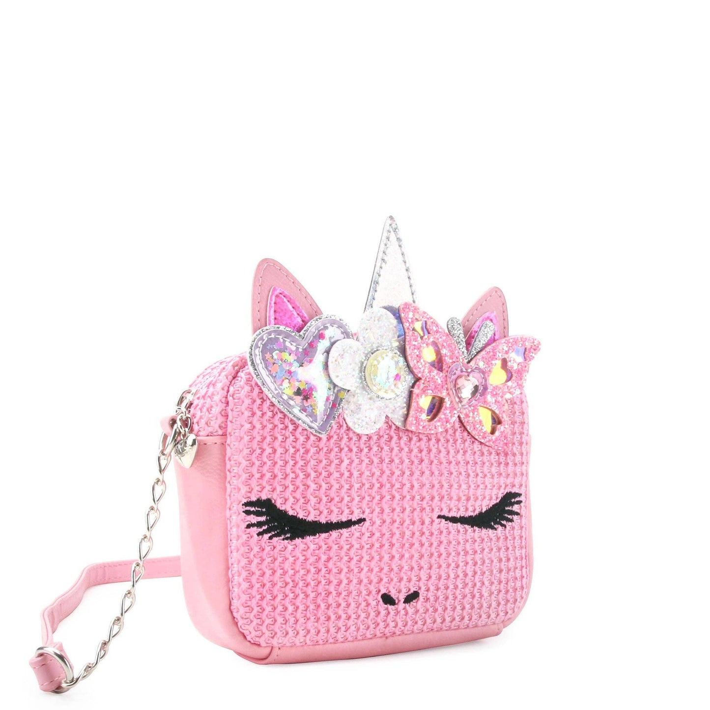 Miss Gwen Unicorn Pink Straw Crossbody Bag