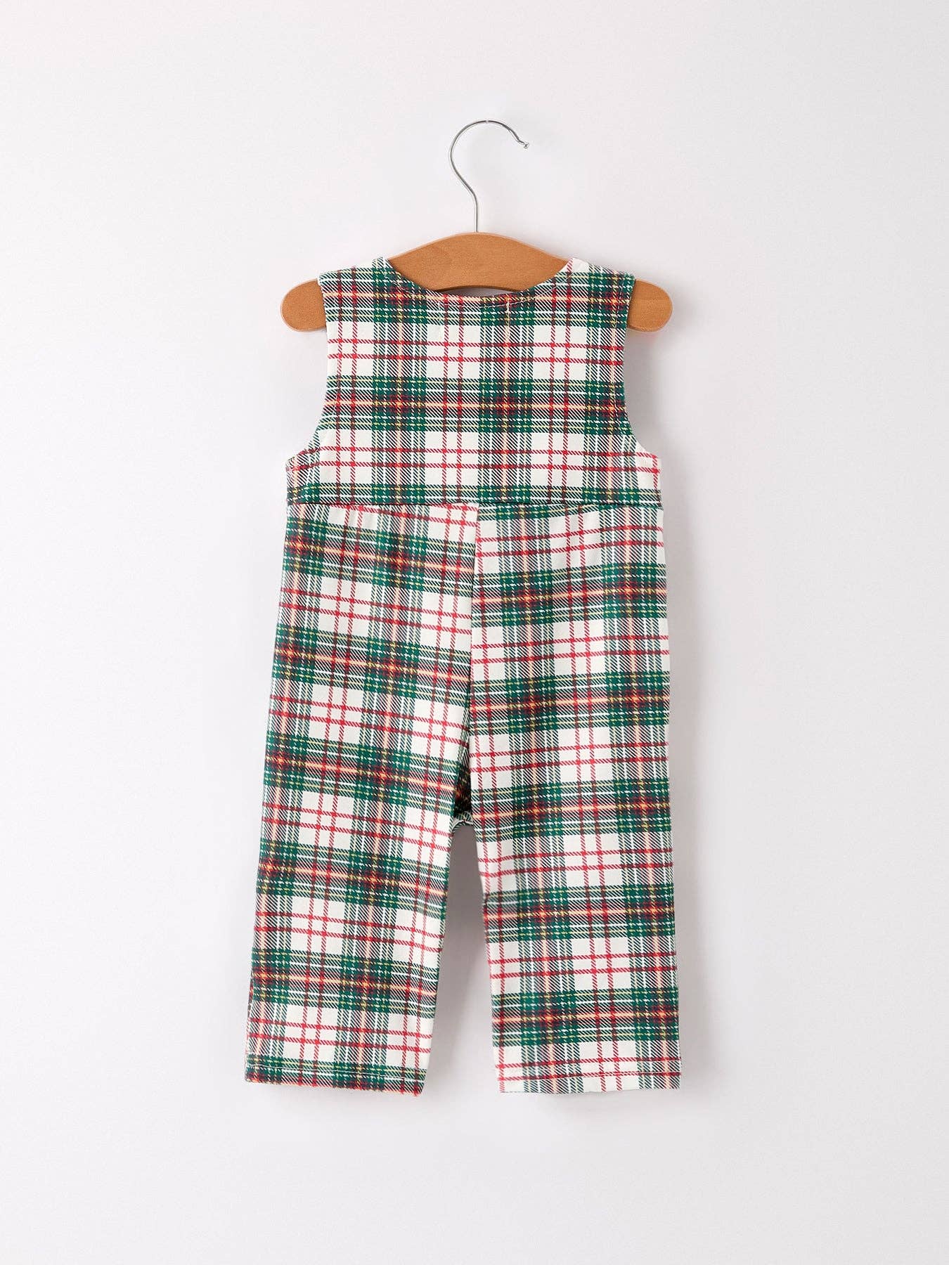 Christmas Jonjon Plaid Smocking Embroidered Boys Romper