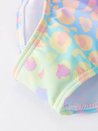 Colorful Leopard Print Girls' Swimsuit