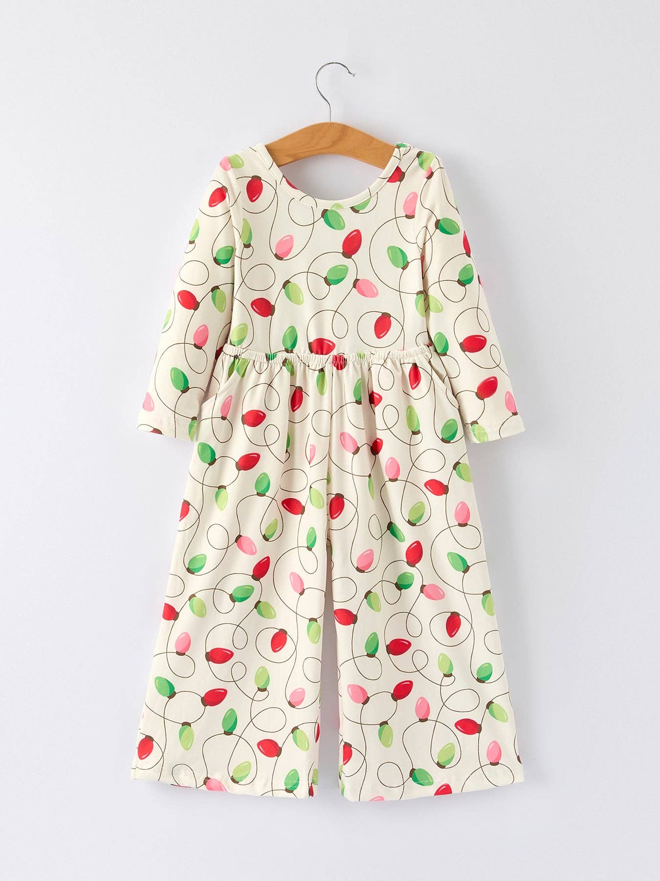 Christmas Light Bulb Print Baby Girls Jumpsuit: Cozy and Festive