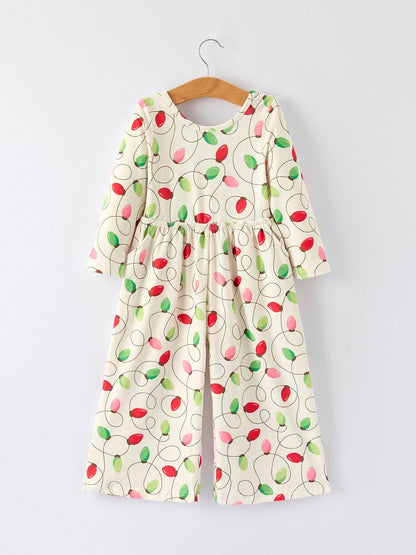 Christmas Light Bulb Print Baby Girls Jumpsuit: Cozy and Festive