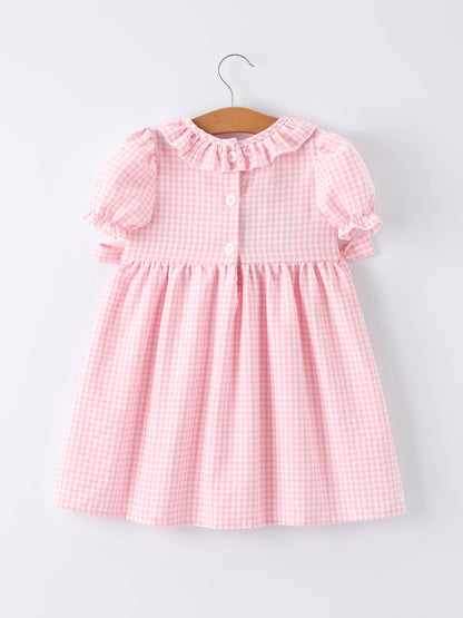 Girls Summer Crocodile Embroidered Smocked Dress