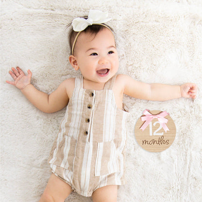 Bow Monthly Milestone Photo Props, Double-Sided