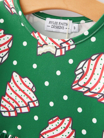 Christmas Gingerbread Print Girls Dress