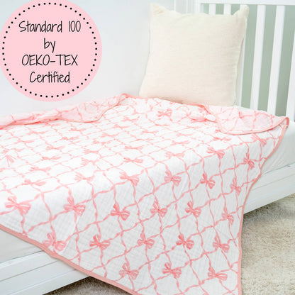 Beautiful Bows Baby Toddler Muslin Blanket