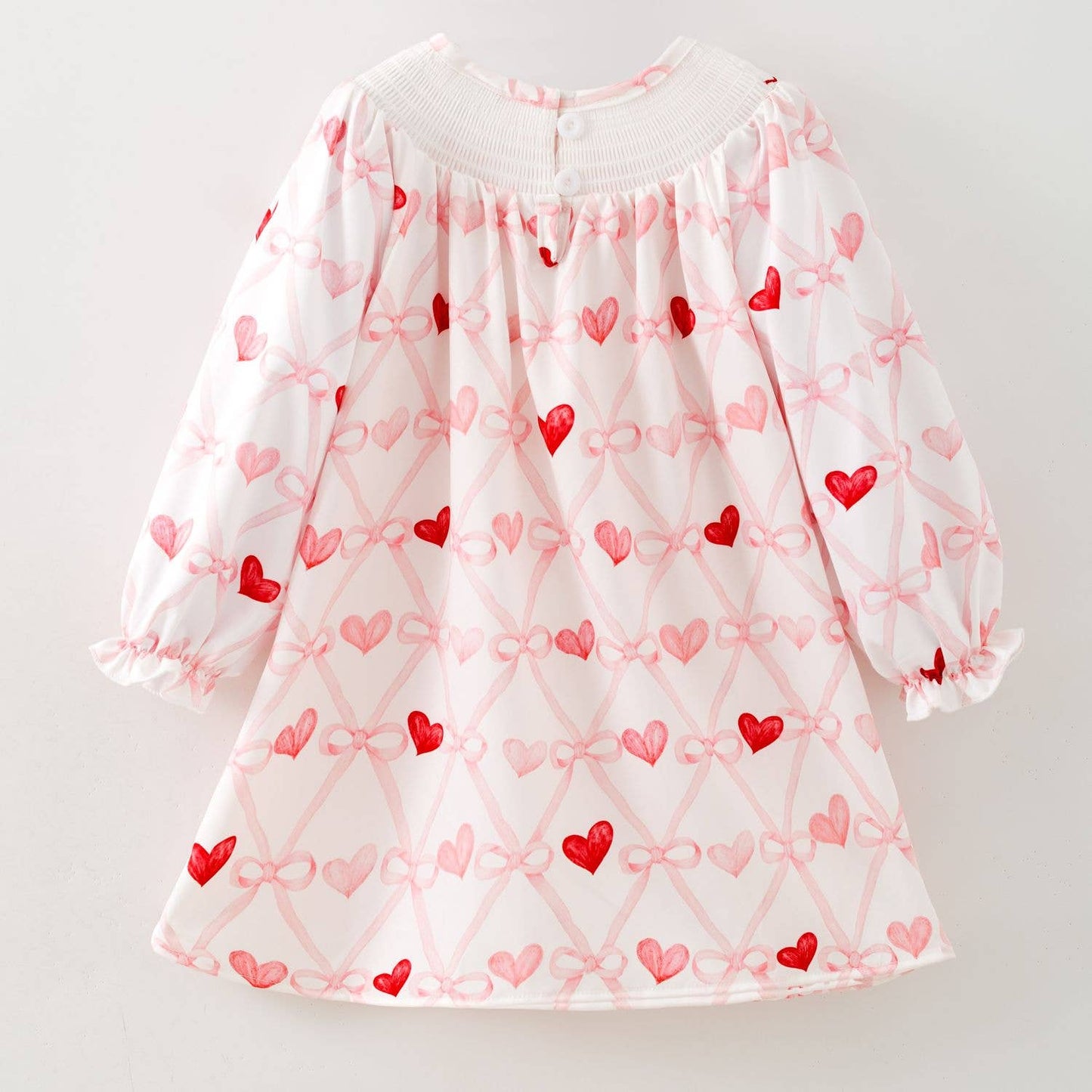 Bow Heart Smocked Girls Dress