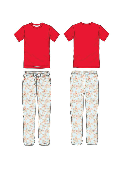 Blue Gingerbread Men's Two Piece Pajama Set
