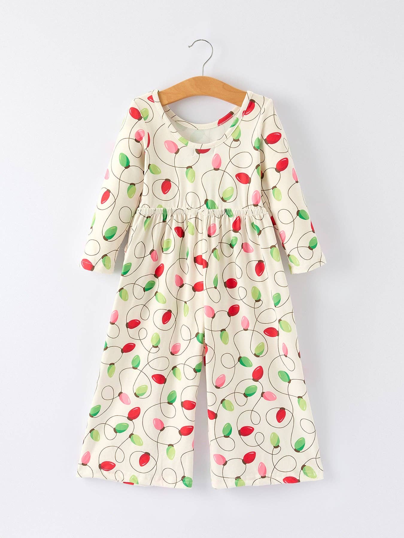 Christmas Light Bulb Print Baby Girls Jumpsuit: Cozy and Festive