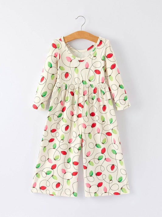 Christmas Light Bulb Print Baby Girls Jumpsuit: Cozy and Festive