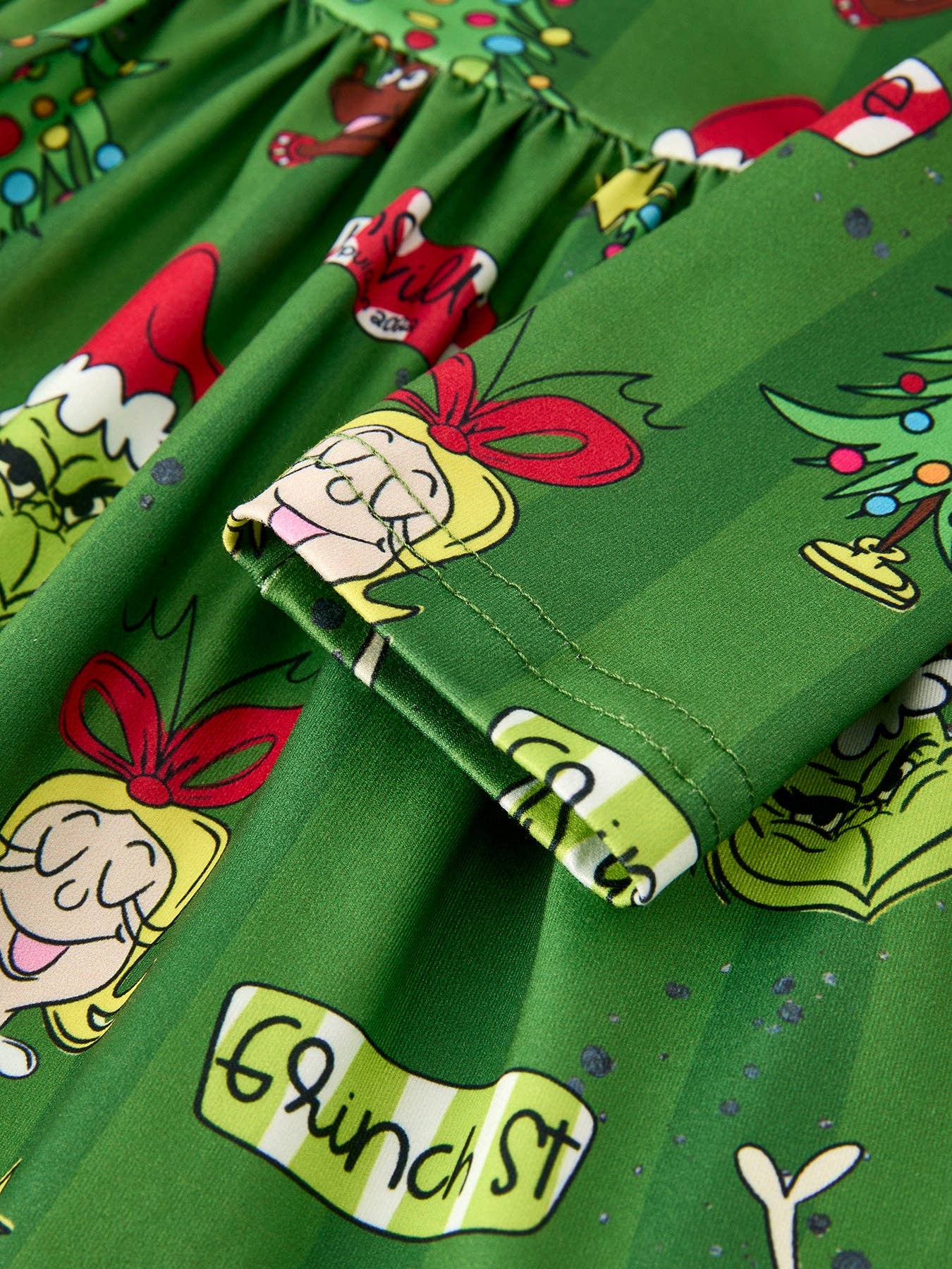 Holiday Elf and Christmas Tree Pattern Girls Dress