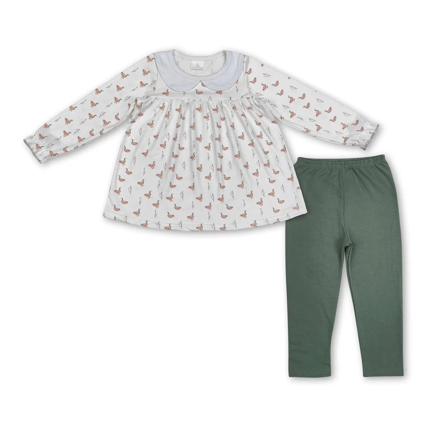 Duck Olive Pants Girls Set