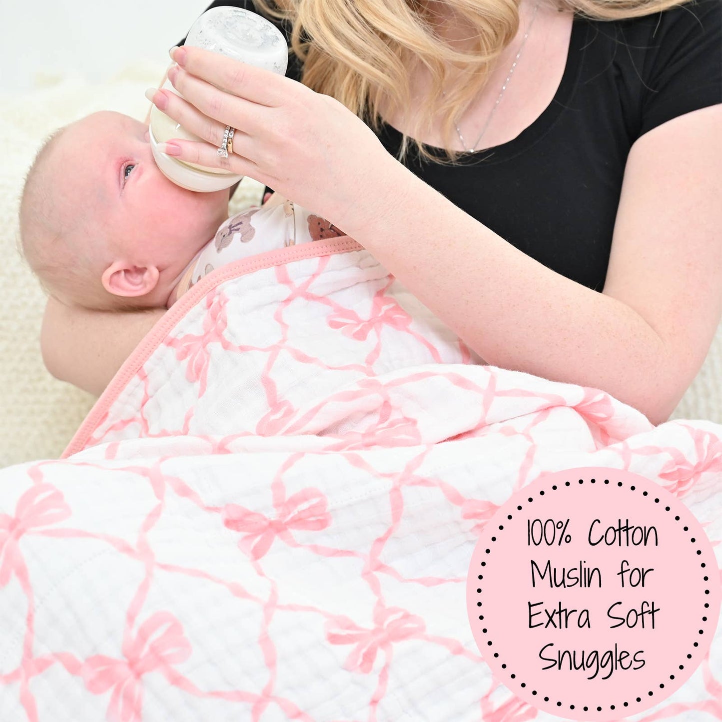 Beautiful Bows Baby Toddler Muslin Blanket