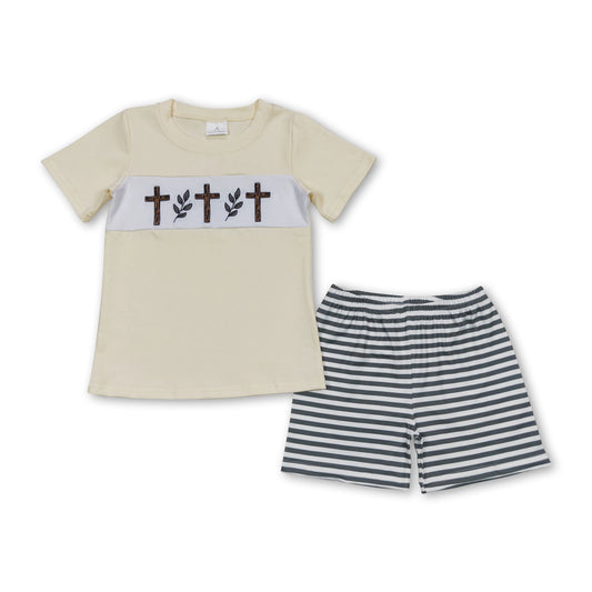 Three Crosses Embroidered Boy Set
