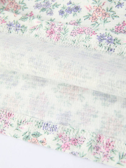 Spring Purple Floral Embroidered Smocked Bow Girl Dress