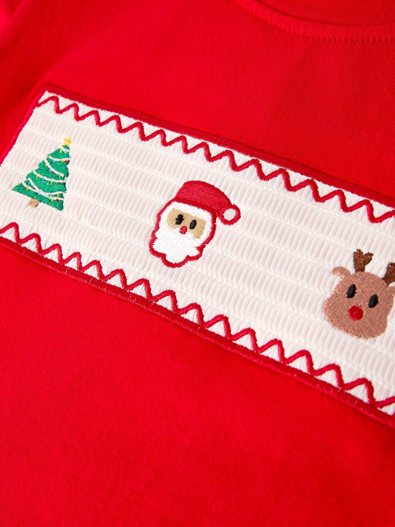 Christmas Plaid Smocking Embroidered Boys Set