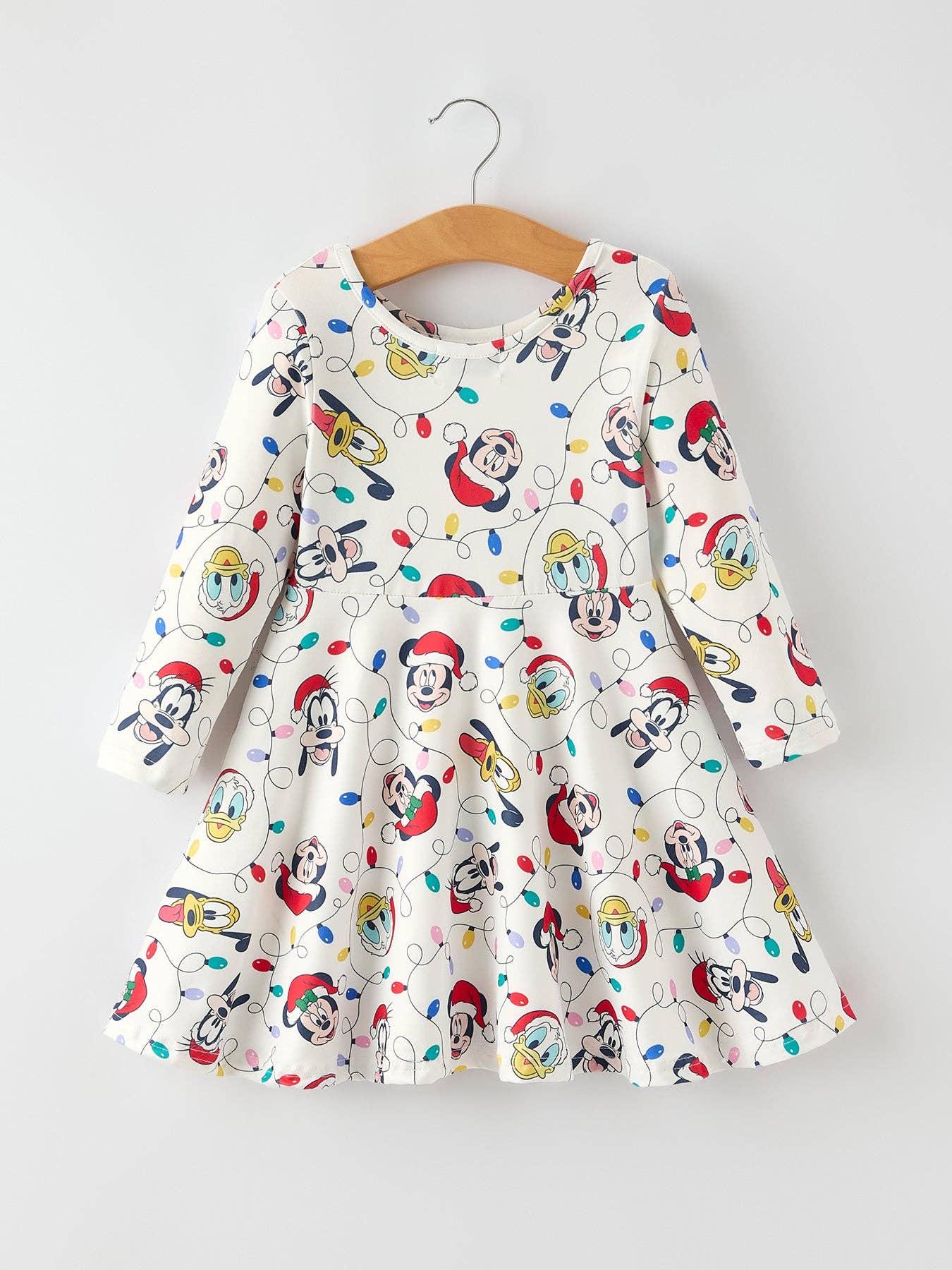 Christmas Girls Dress with Colorful Lights and Characters