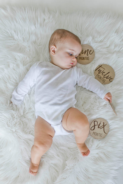 Baby Wooden Milestone Markers, Photo Prop, Neutral