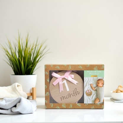 Bow Monthly Milestone Photo Props, Double-Sided