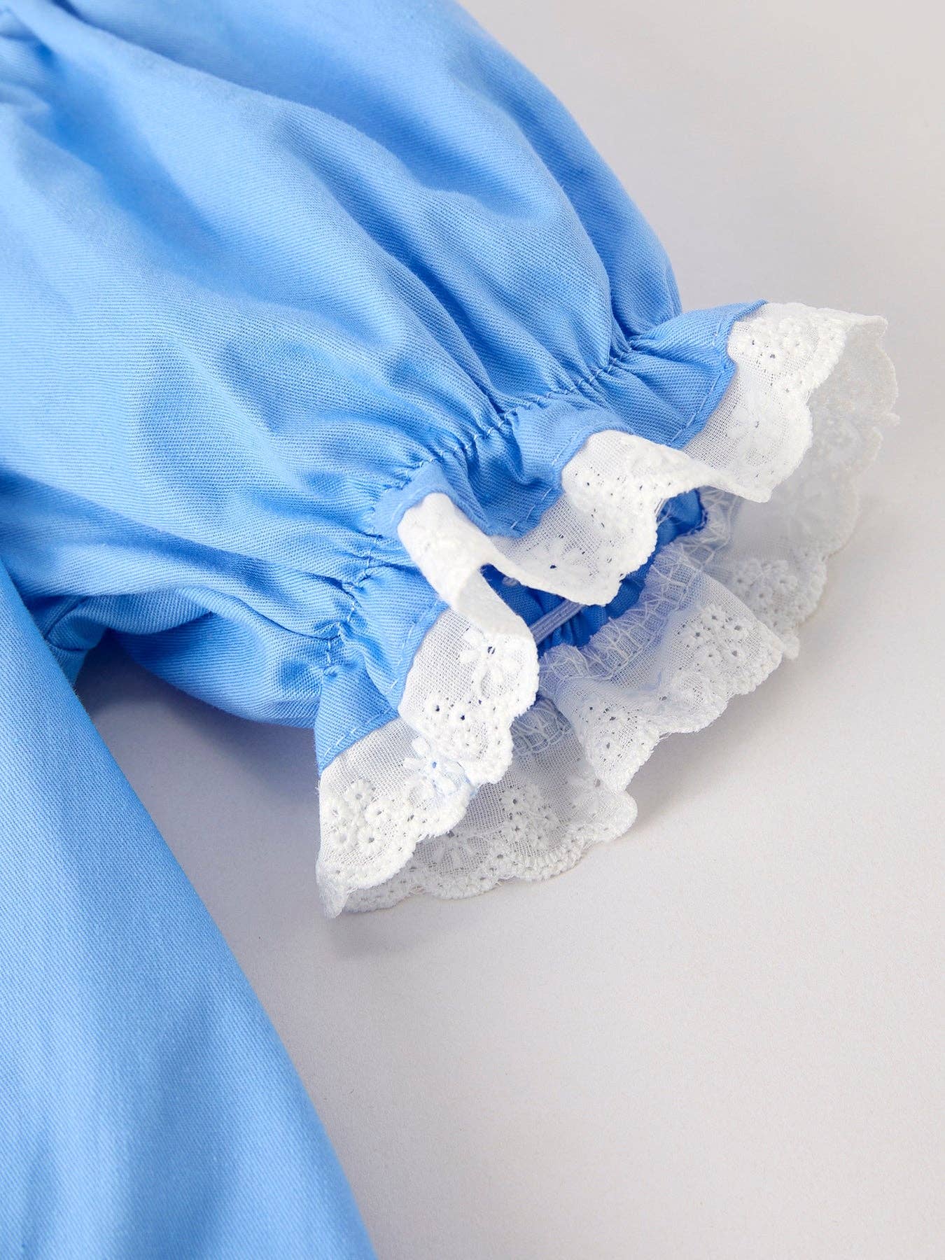 Blue Fall Thanksgiving&Halloween Pumpkin Smock Embroidery Lace Baby Girl Dress