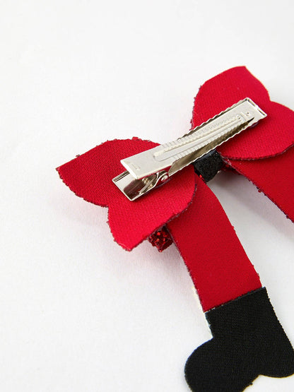 Christmas Red Sequined Zirconia Bow Hairpin