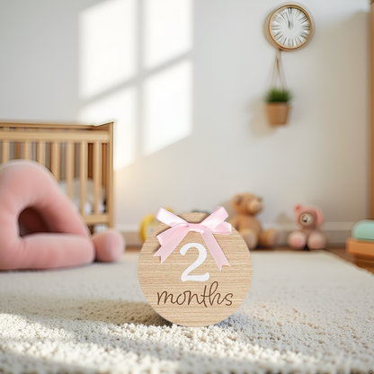 Bow Monthly Milestone Photo Props, Double-Sided