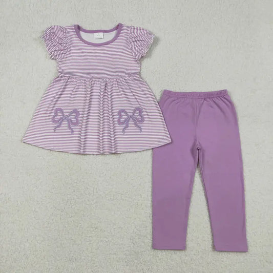 Embroidered Purple Bow Set