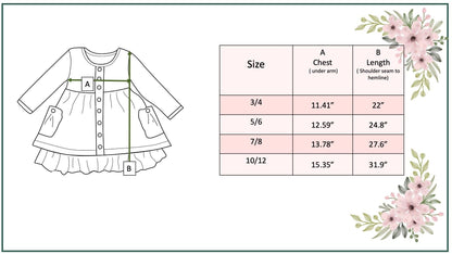 Girls Brown Floral Ruffle Pocket Tie Fall Dress