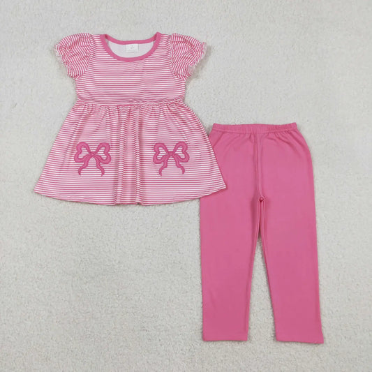 Embroidered Pink Bow Set