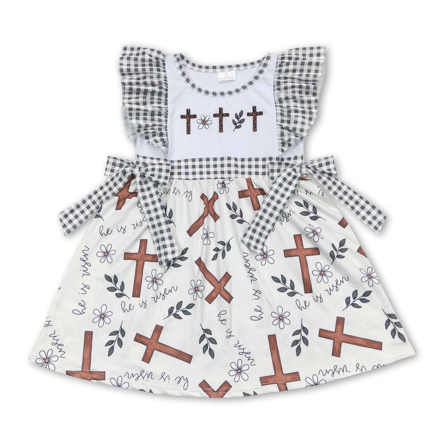 Three Crosses Embroidered Girls Dress