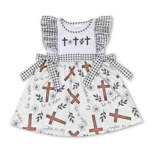 Three Crosses Embroidered Girls Dress