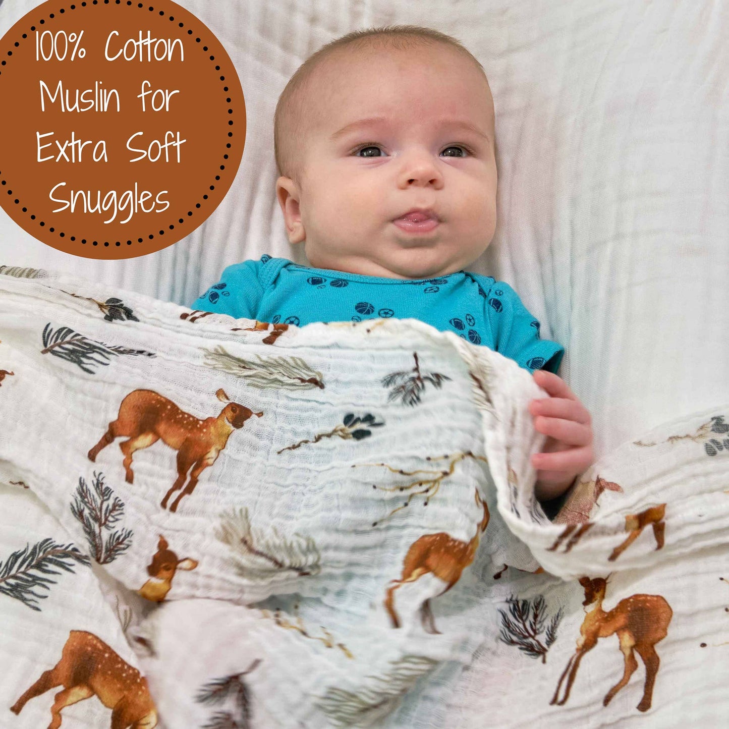 Oh Deer Baby Muslin Swaddle Blanket