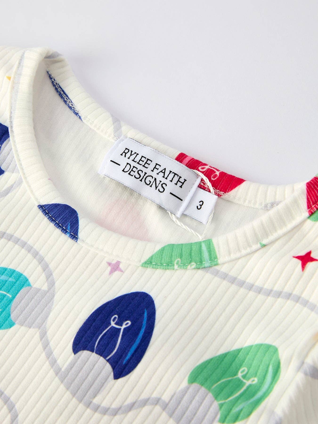 Christmas Girls  Colorful Light Bulb Baby Pajama Set: Fun and Cozy