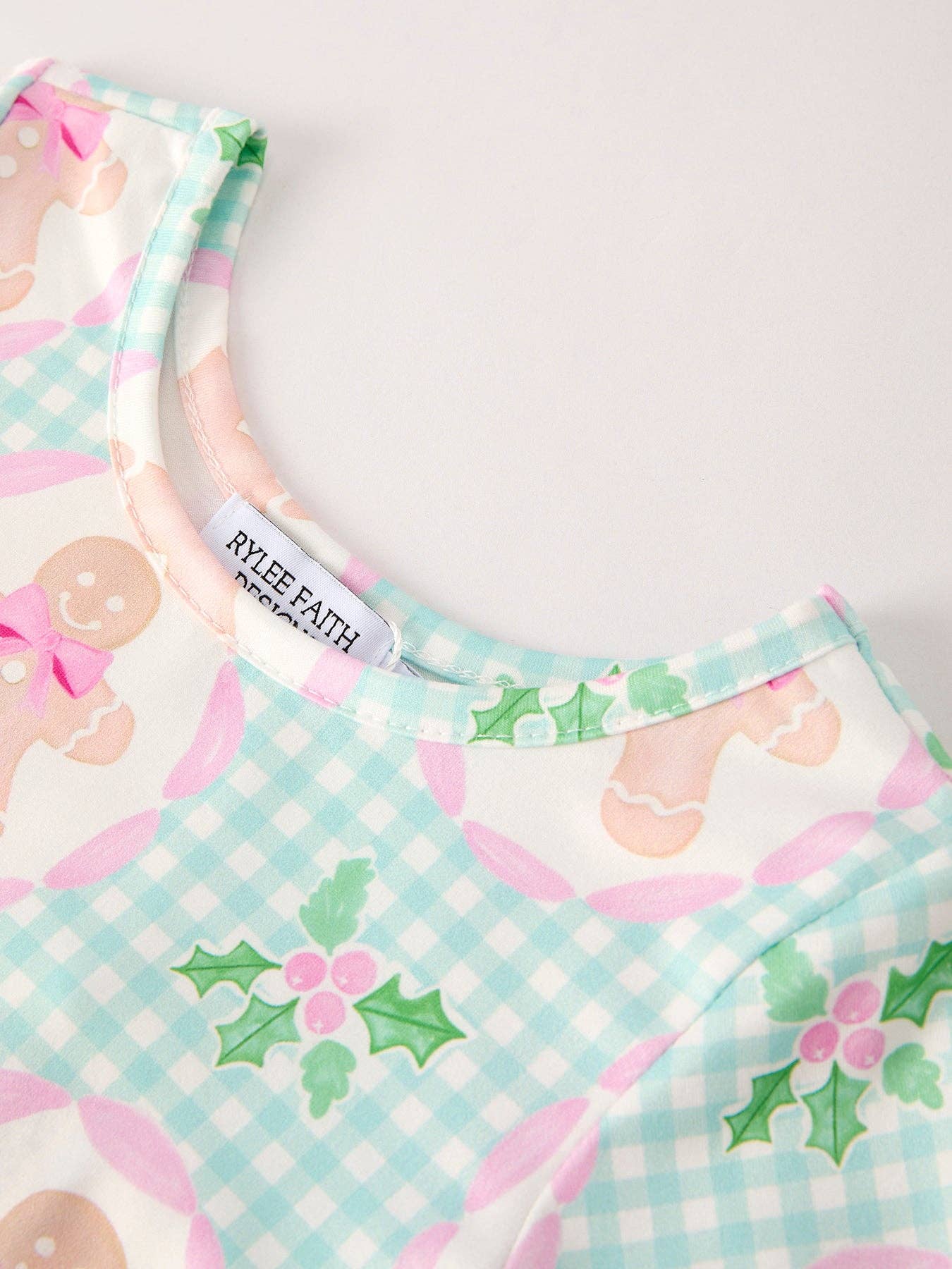 Christmas Gingerbread Man Print Plaid Girls Dress