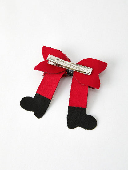 Christmas Red Sequined Zirconia Bow Hairpin