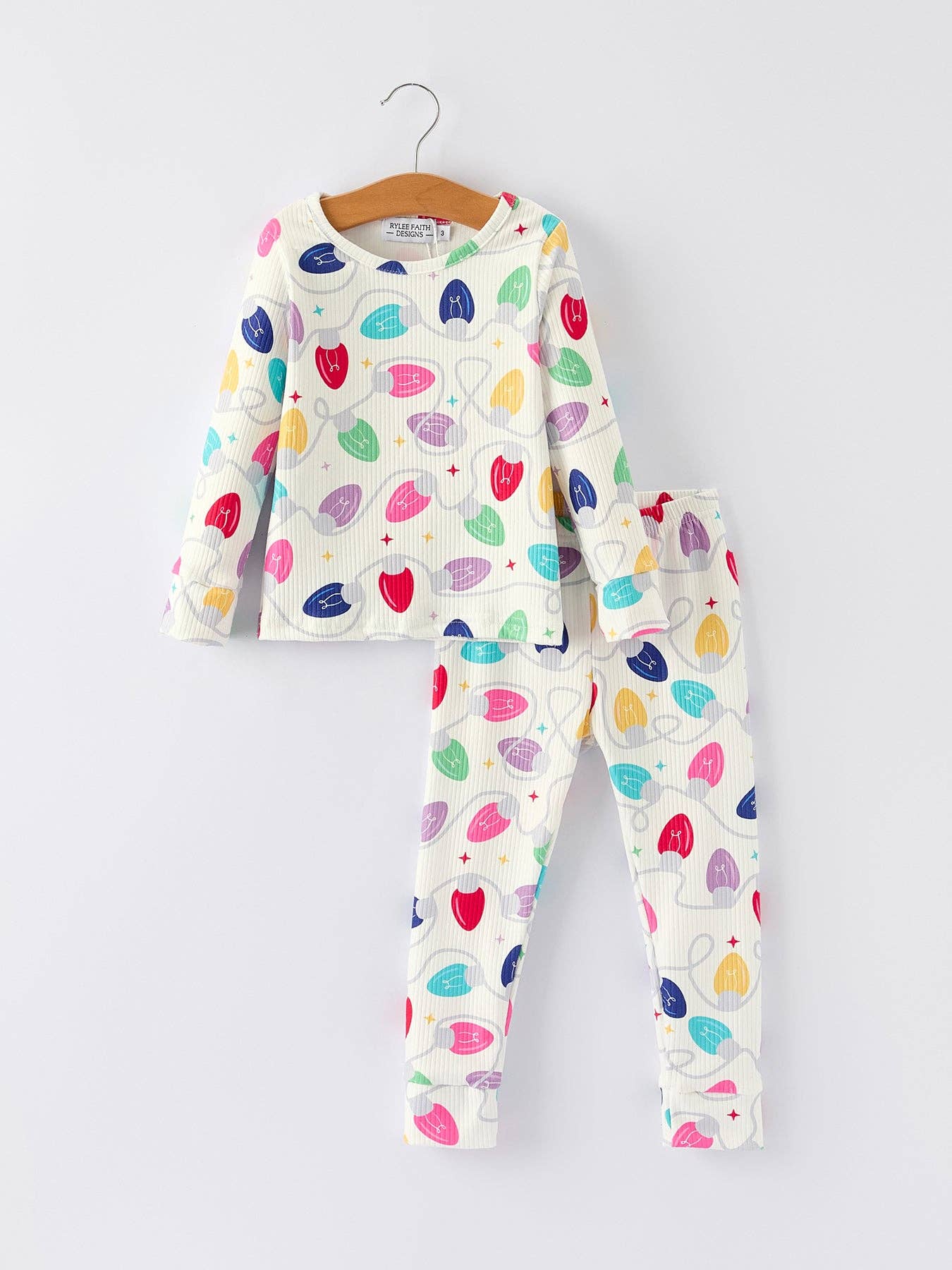 Christmas Girls  Colorful Light Bulb Baby Pajama Set: Fun and Cozy