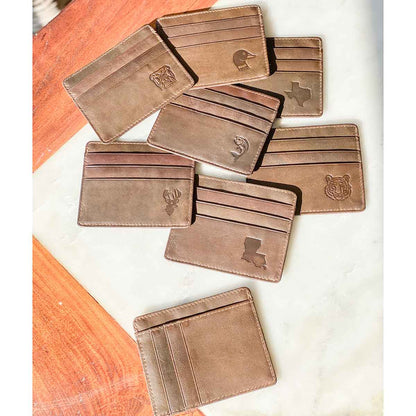 Duck Leather Embossed Slim Wallet   Dark Brown   3.5x4