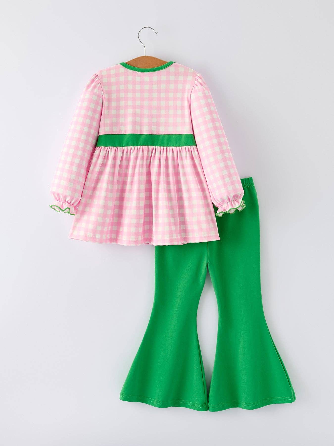 St. Patrick's Day Shamrock Top and Bell Bottom Pants Girls Set