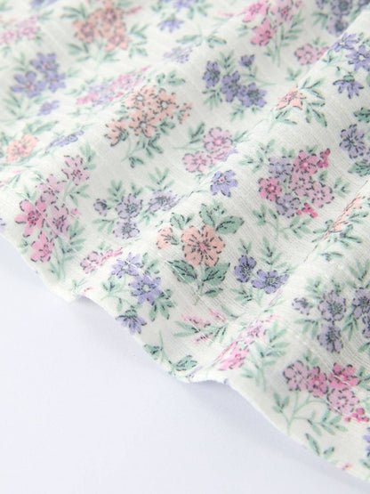 Purple Floral Smocked Embroidery Baby Girls Bloomers Set