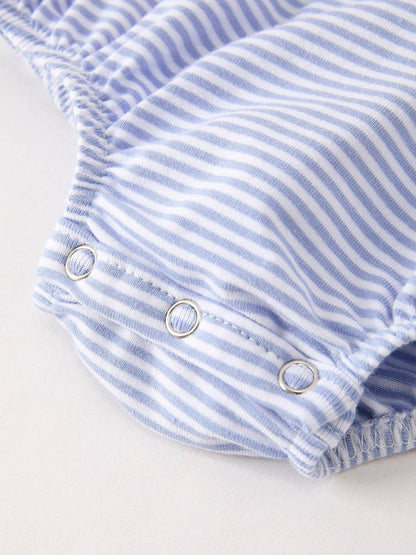 Fall Thanksgiving and Halloween Lapel Stripe Pumpkin Applique Bow Girls Romper