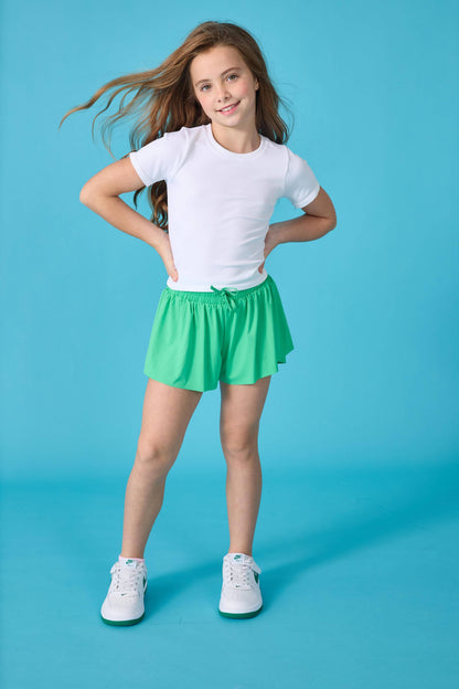GLAM GREEN BUTTERFLY SHORTS (SMALL (6-8))