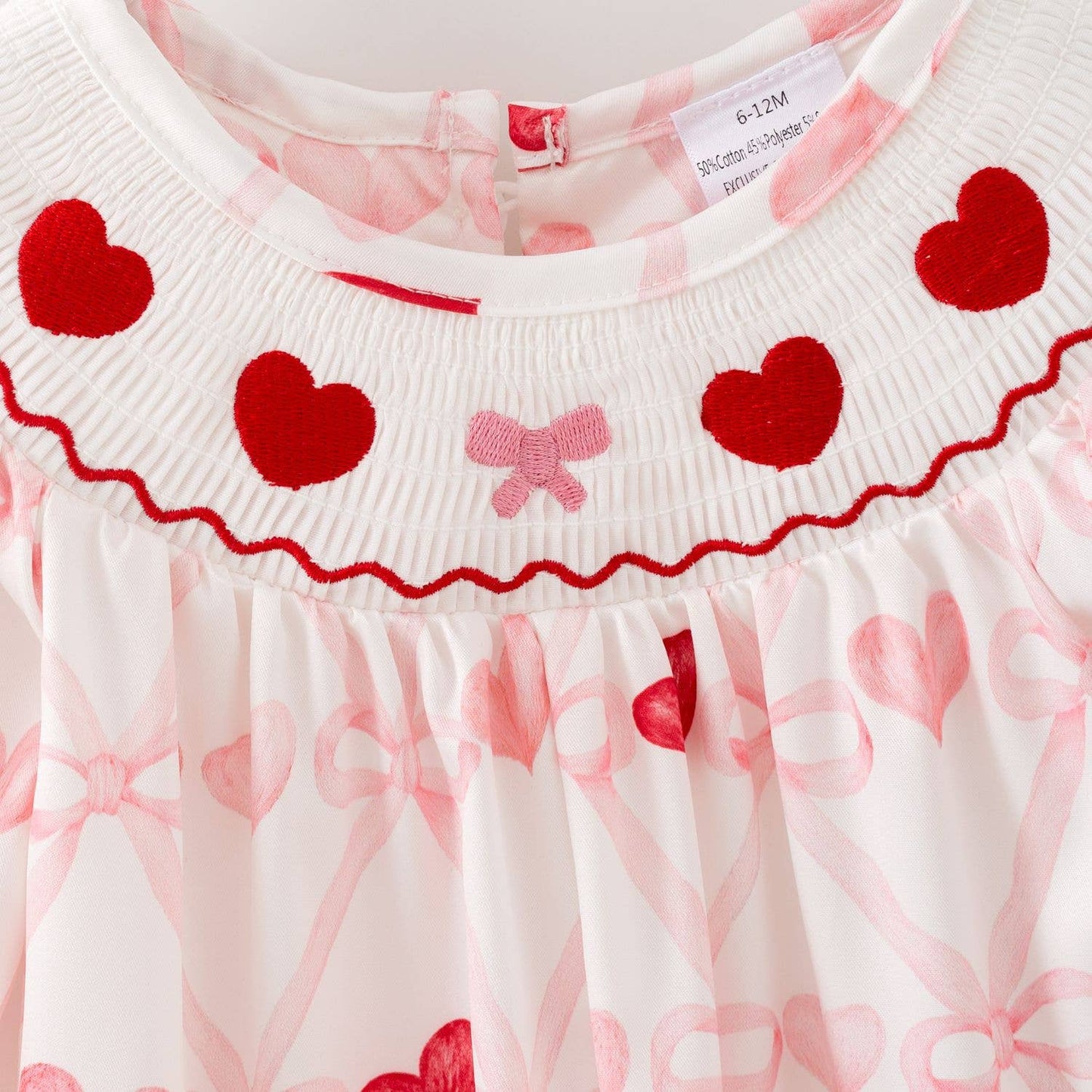 Bow Heart Smocked Girls Dress