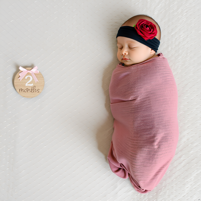 Bow Monthly Milestone Photo Props, Double-Sided