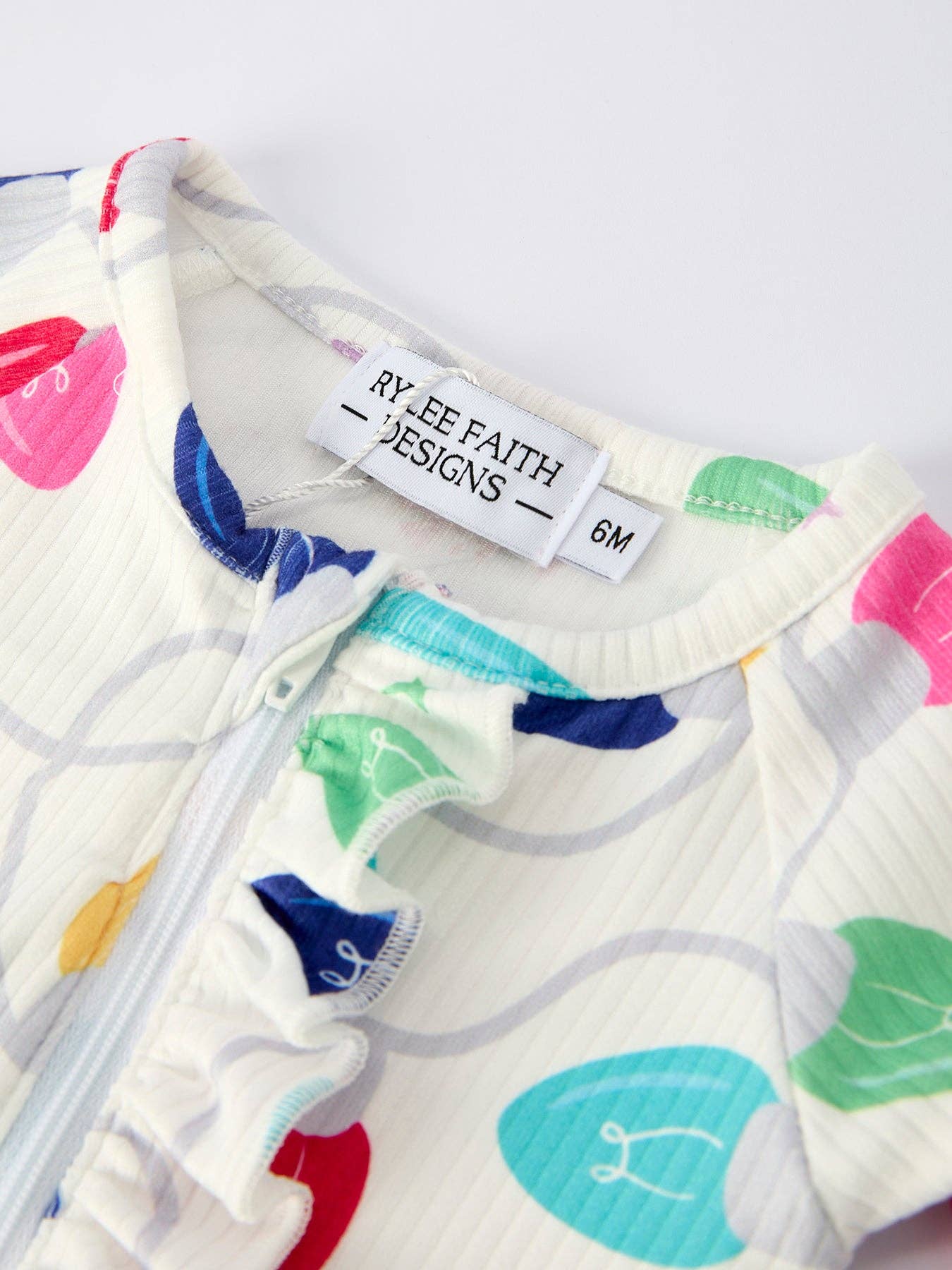 Christmas Colorful Light Bulb Baby Girls Romper with Hat