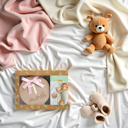 Bow Monthly Milestone Photo Props, Double-Sided