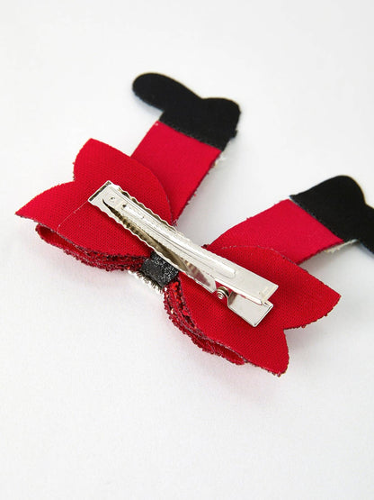 Christmas Red Sequined Zirconia Bow Hairpin